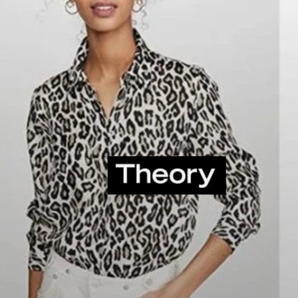 Theory Tops - Theory animal print button shirt, P,   GD1144